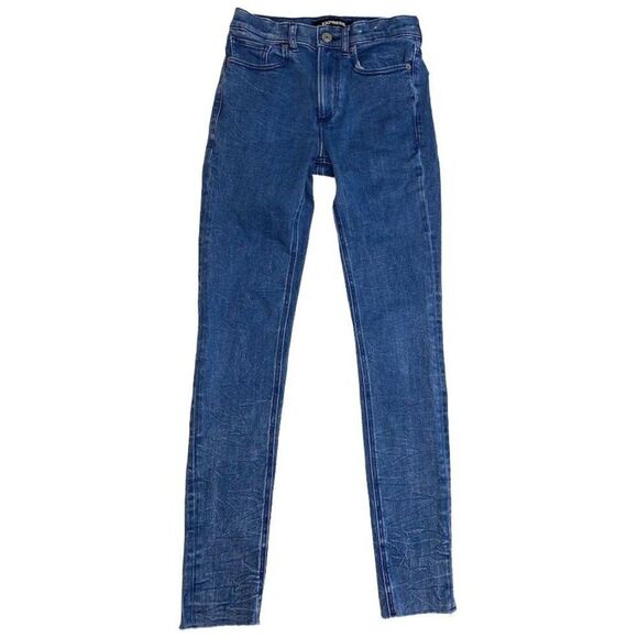 Express Medium Wash‎ High Rise Stretch Jegging Denim Jeans Sz 0 - Picture 4 of 9
